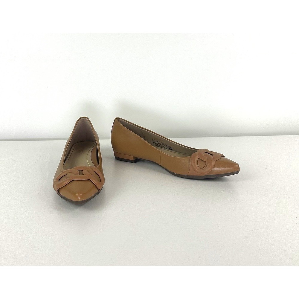 Vionic Arielle Skimmer Ballet Flats Leather Pointed Toe Tan Nappa Women's 6.5‎